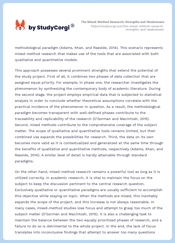 The Mixed-Method Research: Strengths and Weaknesses. Page 2
