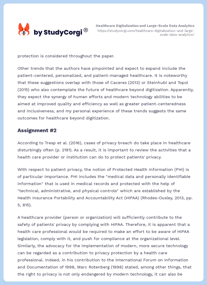 Healthcare Digitalization and Large-Scale Data Analytics. Page 2
