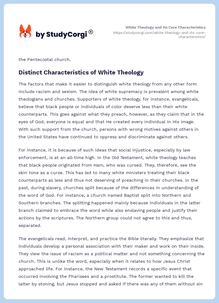 White Theology and Its Core Characteristics. Page 2
