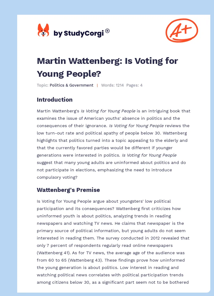 Martin Wattenberg: Is Voting for Young People?. Page 1