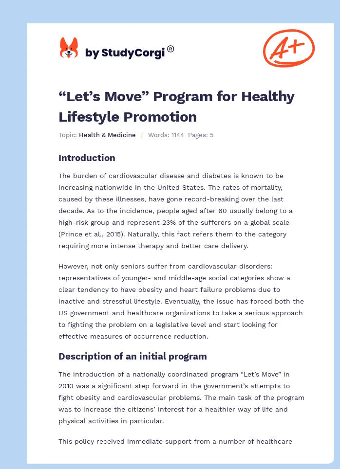 “Let’s Move” Program for Healthy Lifestyle Promotion. Page 1