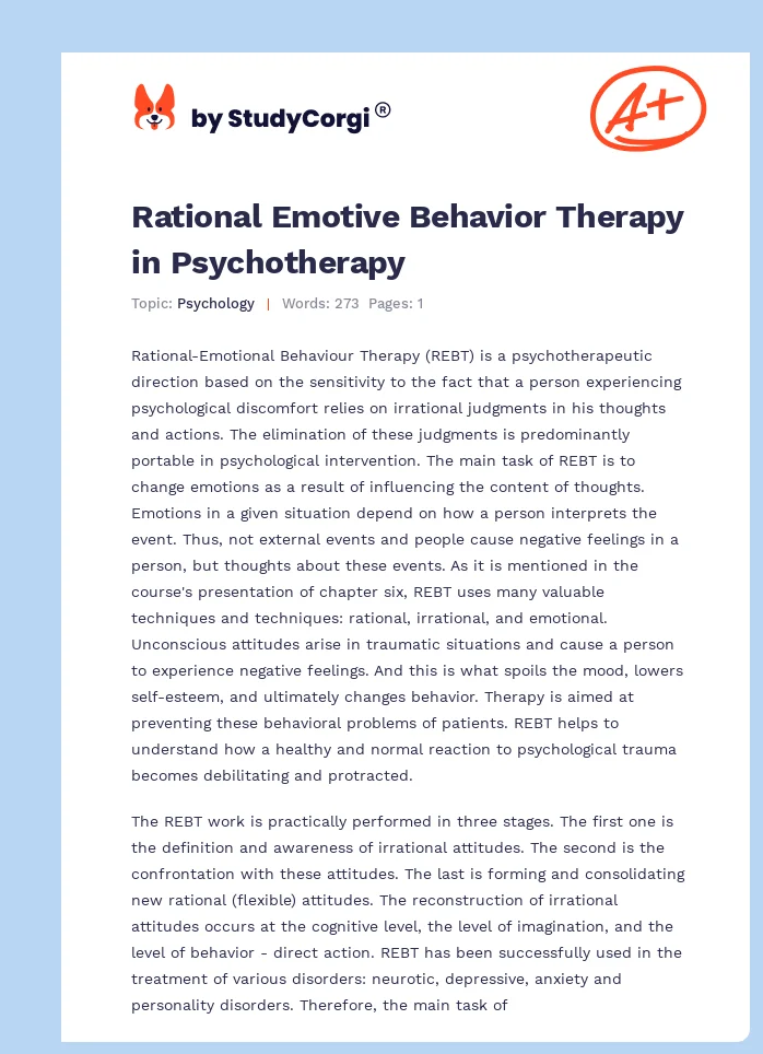 Rational Emotive Behavior Therapy in Psychotherapy. Page 1