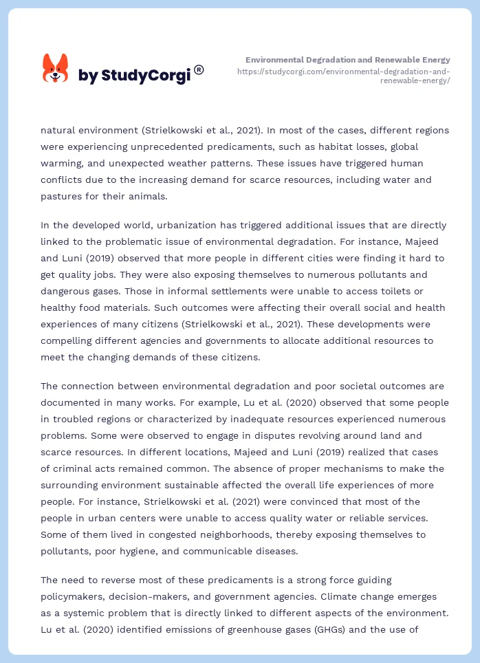Environmental Degradation and Renewable Energy. Page 2