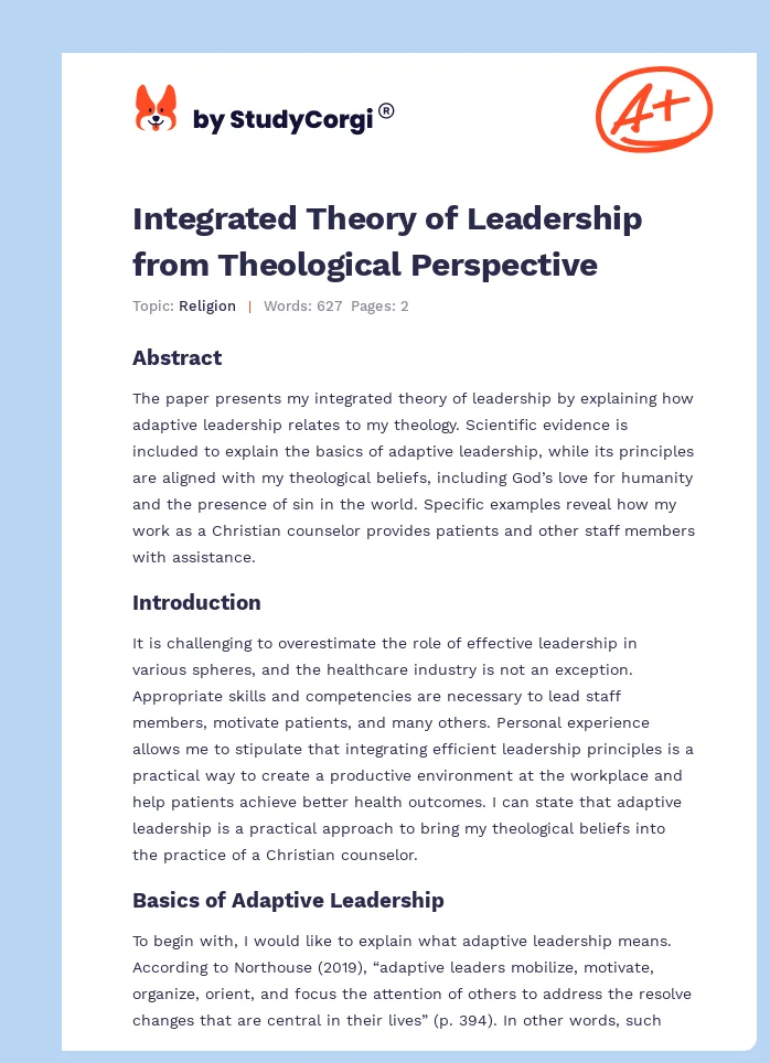 Integrated Theory of Leadership from Theological Perspective. Page 1