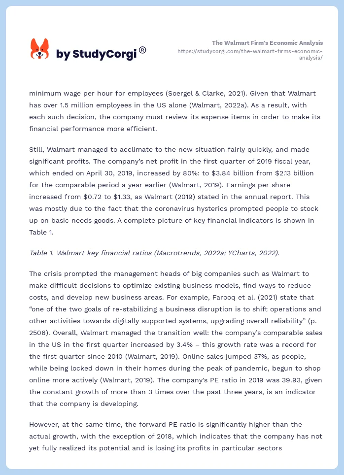 The Walmart Firm's Economic Analysis. Page 2