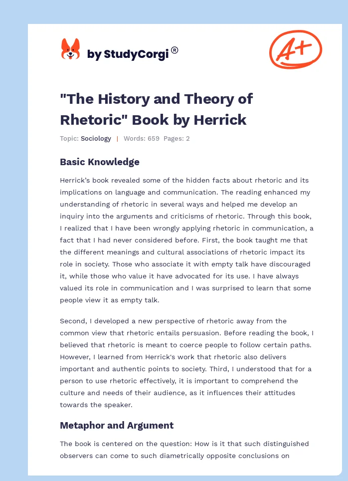 "The History and Theory of Rhetoric" Book by Herrick. Page 1