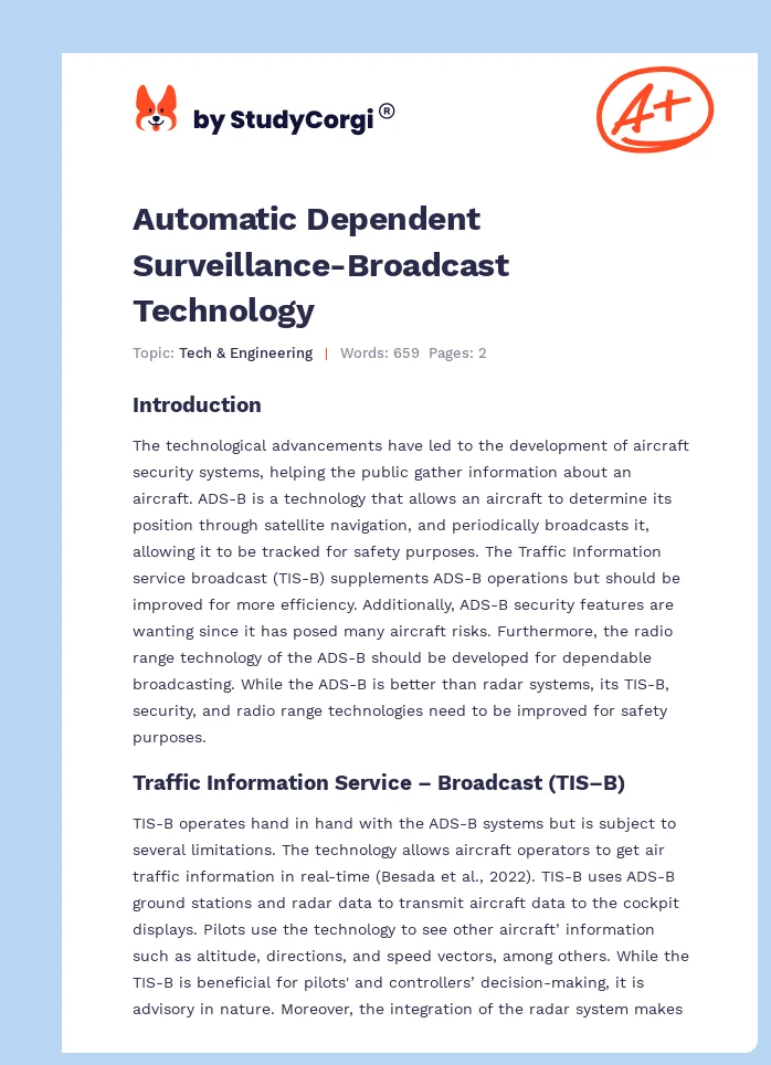 Automatic Dependent Surveillance-Broadcast Technology. Page 1