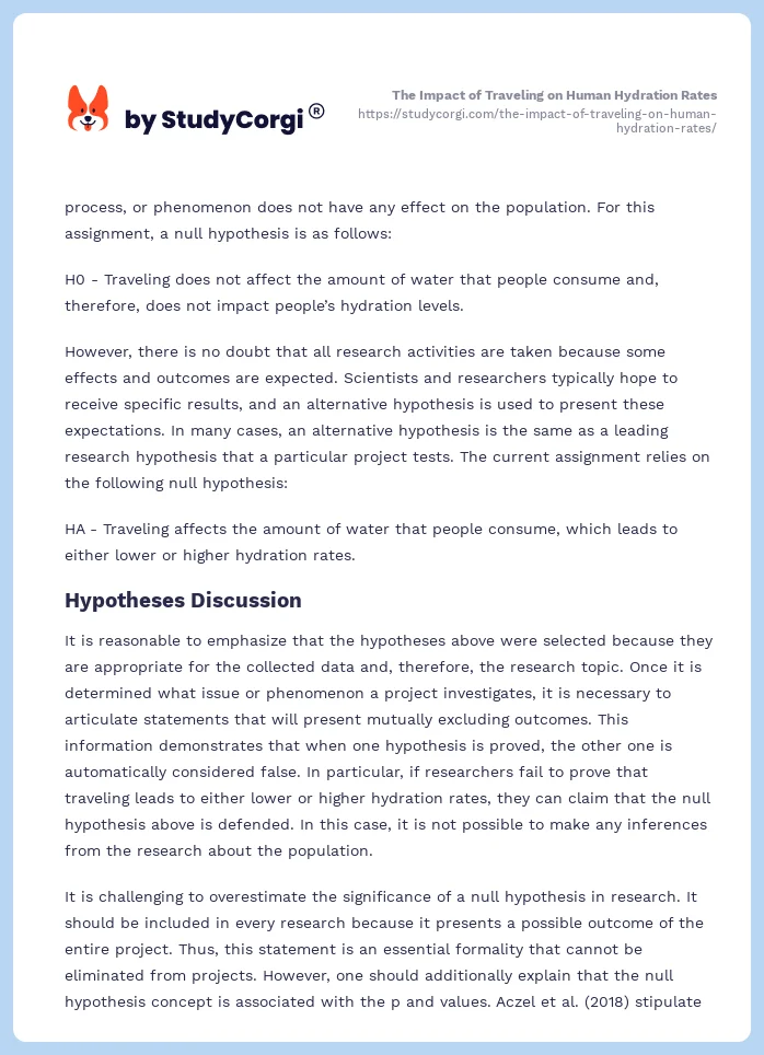 The Impact of Traveling on Human Hydration Rates. Page 2