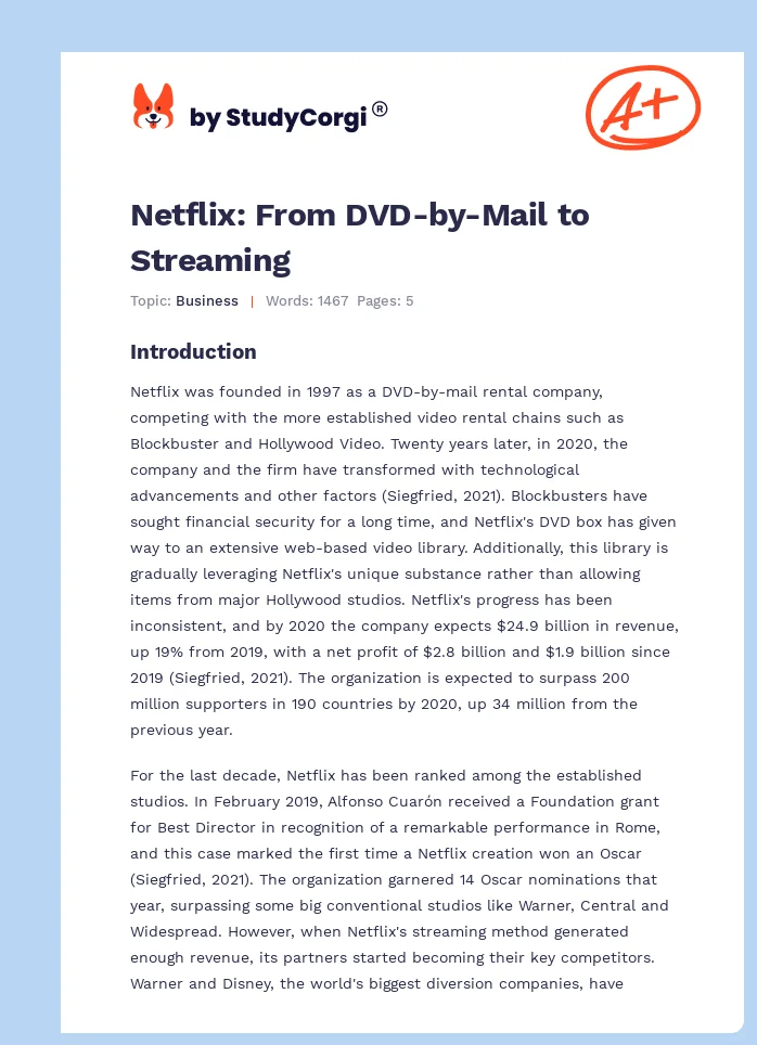 Netflix: From DVD-by-Mail to Streaming. Page 1