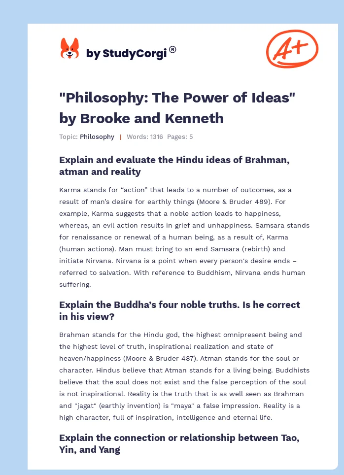 "Philosophy: The Power of Ideas" by Brooke and Kenneth. Page 1