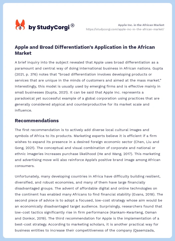 Apple Inc. in the African Market. Page 2