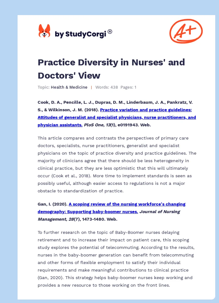Practice Diversity in Nurses' and Doctors' View. Page 1