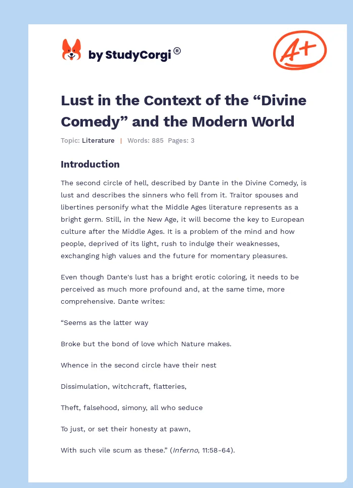 Lust in the Context of the “Divine Comedy” and the Modern World. Page 1