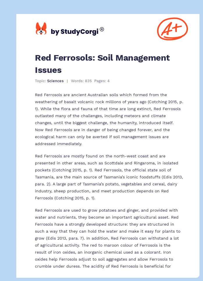 Red Ferrosols: Soil Management Issues. Page 1