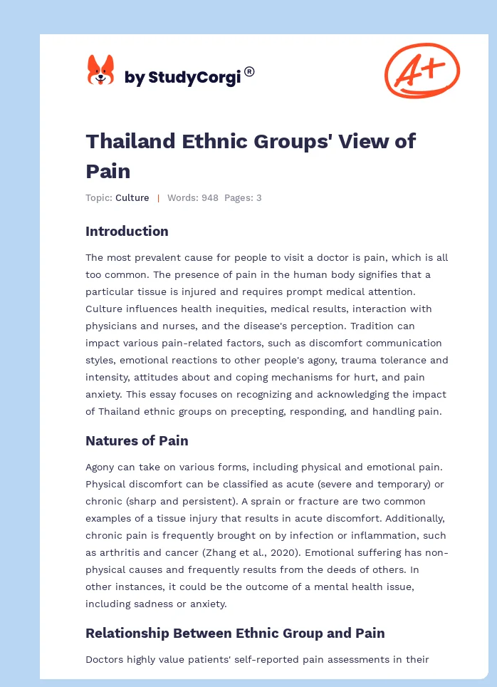 Thailand Ethnic Groups' View of Pain. Page 1