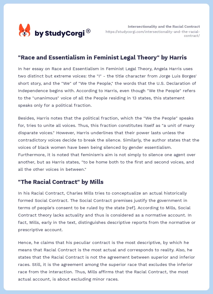 Intersectionality and the Racial Contract. Page 2
