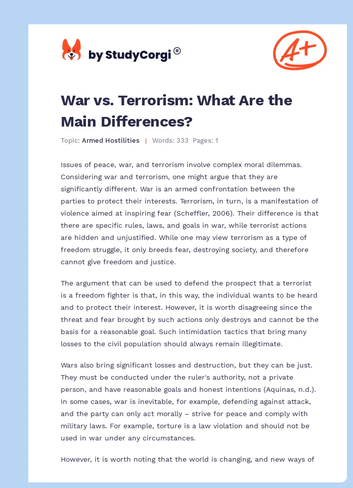 War vs. Terrorism: What Are the Main Differences?. Page 1