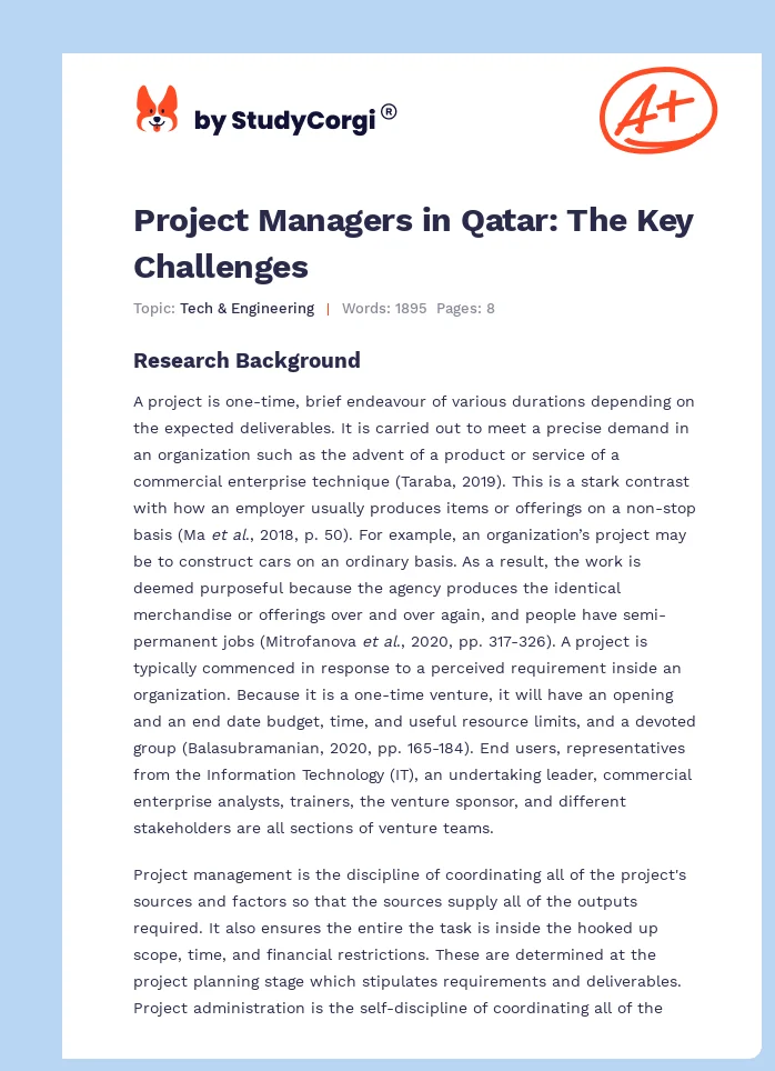 Project Managers in Qatar: The Key Challenges. Page 1