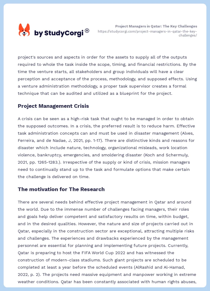 Project Managers in Qatar: The Key Challenges. Page 2