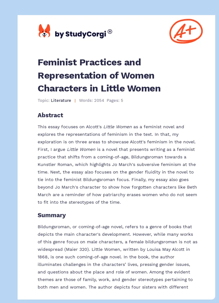 Feminist Practices and Representation of Women Characters in Little Women. Page 1