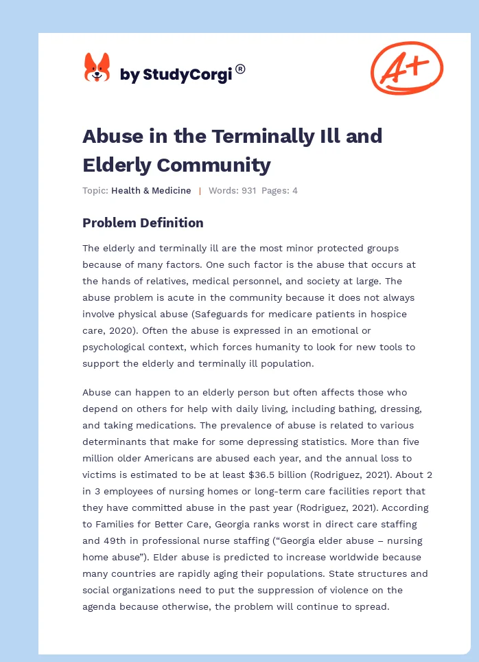 Abuse in the Terminally Ill and Elderly Community. Page 1