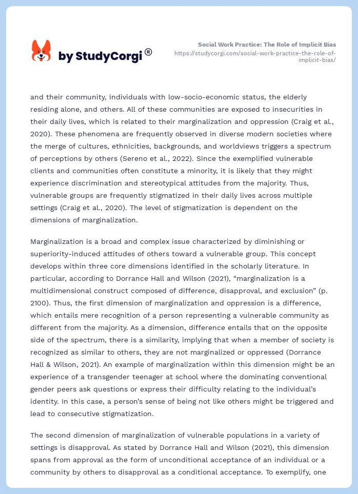 Social Work Practice: The Role of Implicit Bias. Page 2