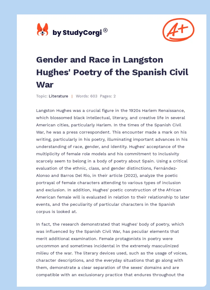 Gender and Race in Langston Hughes' Poetry of the Spanish Civil War. Page 1