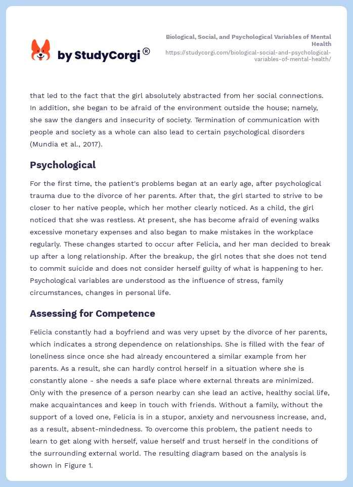 Biological, Social, and Psychological Variables of Mental Health. Page 2