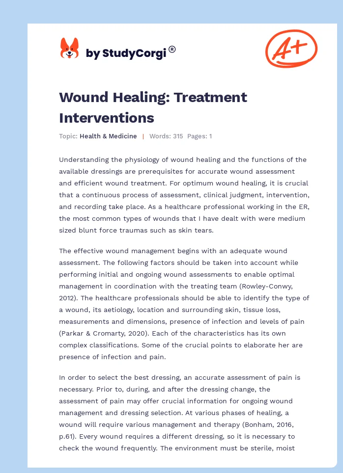 Wound Healing: Treatment Interventions. Page 1