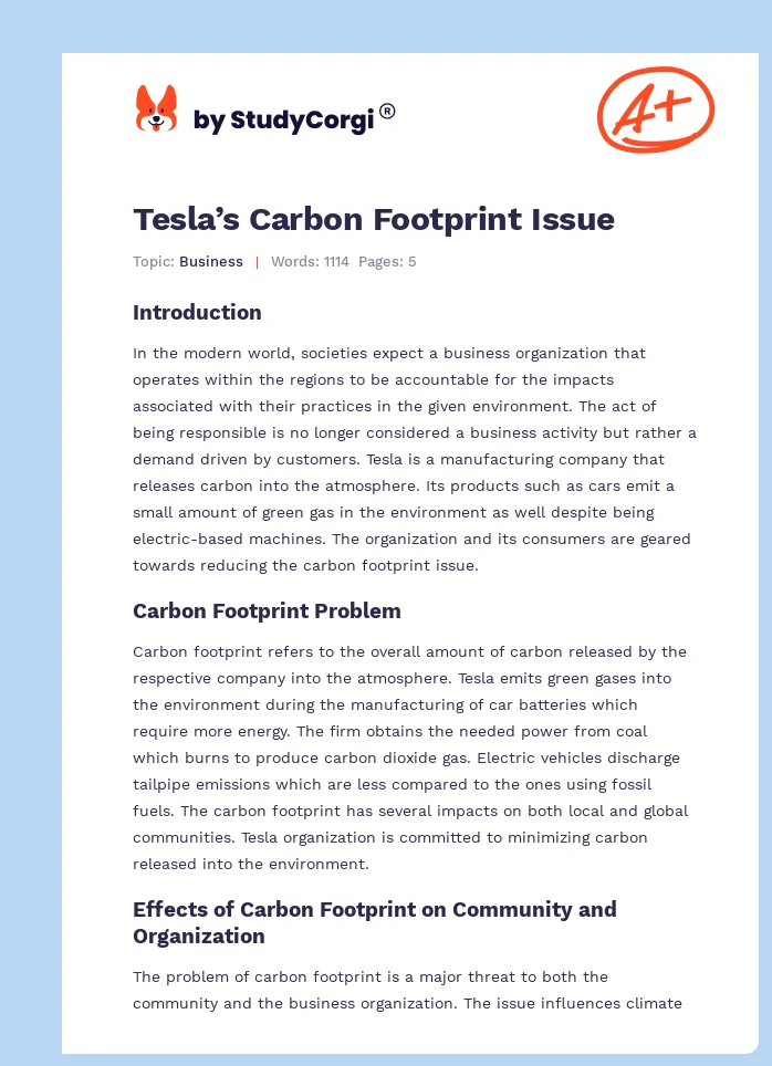 Tesla’s Carbon Footprint Issue. Page 1
