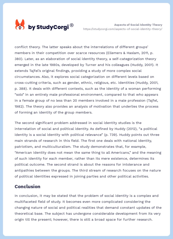 Aspects of Social Identity Theory. Page 2