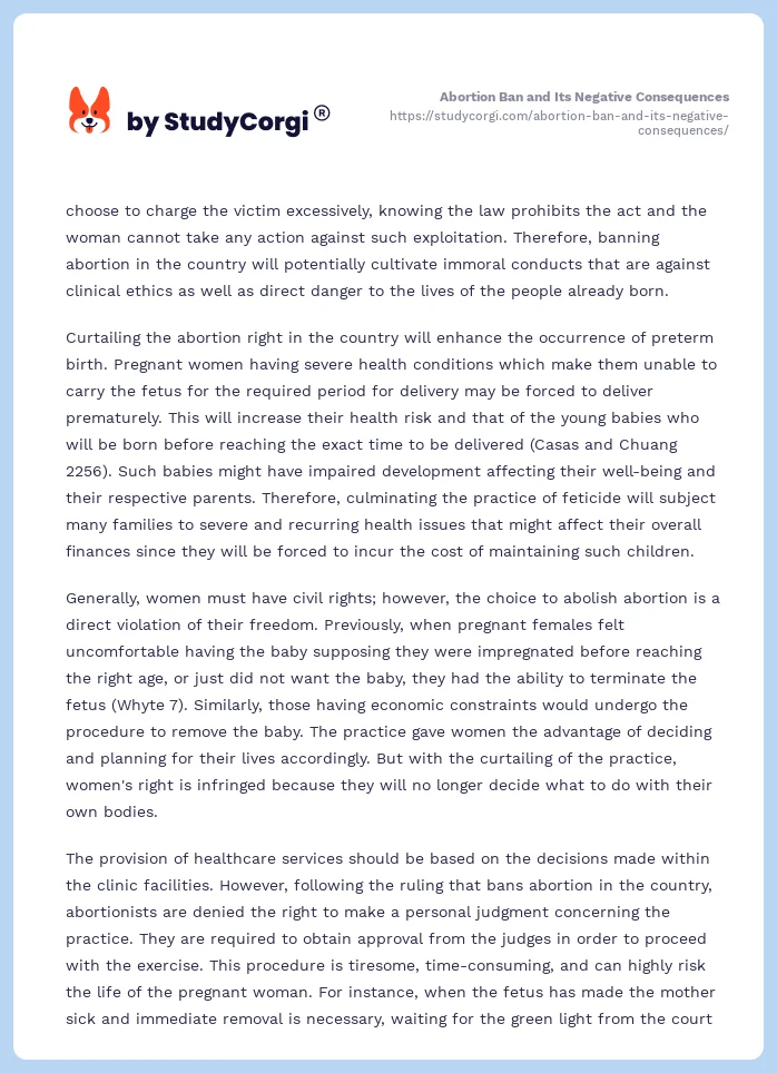 Abortion Ban and Its Negative Consequences. Page 2