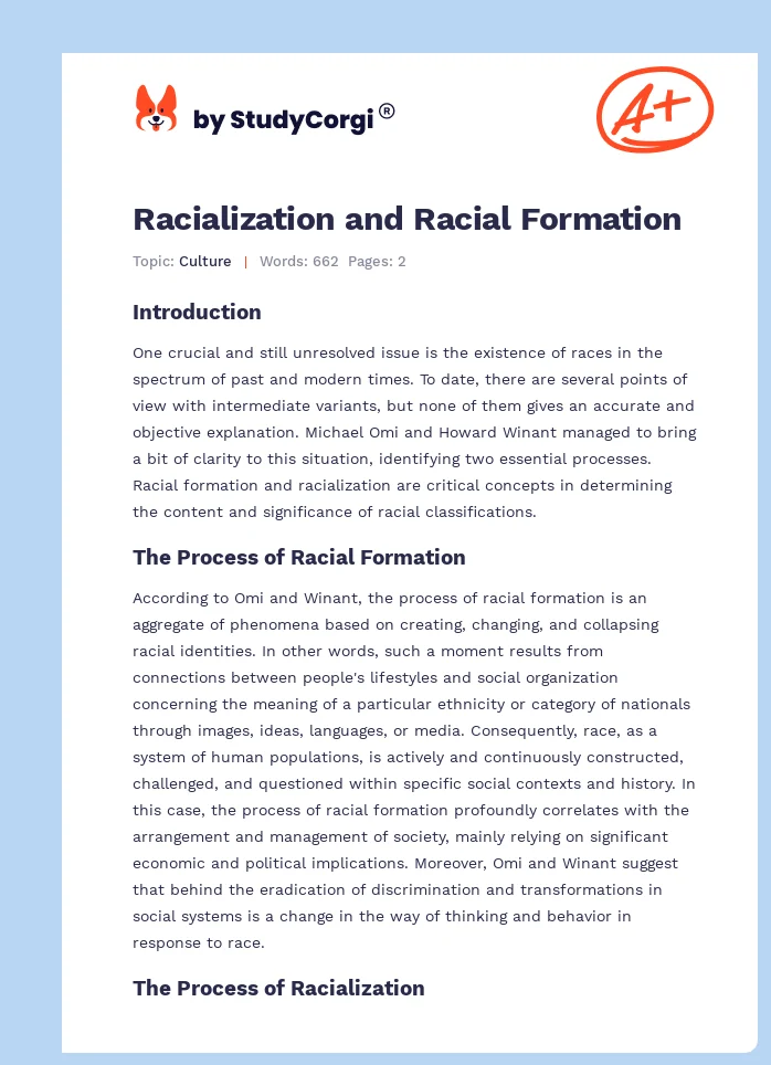 Racialization and Racial Formation. Page 1