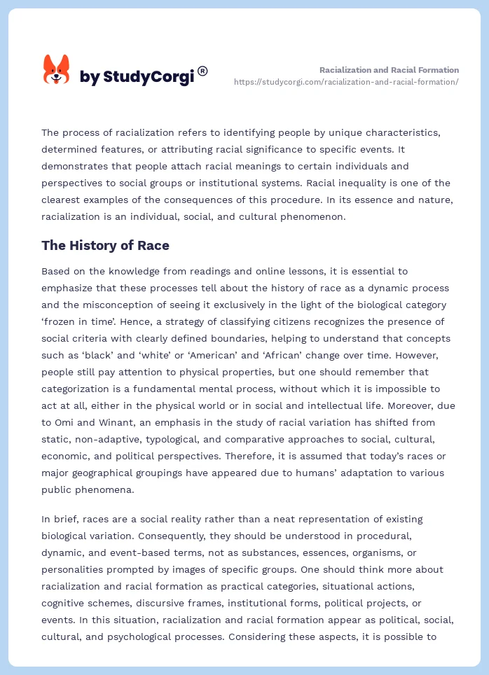 Racialization and Racial Formation. Page 2