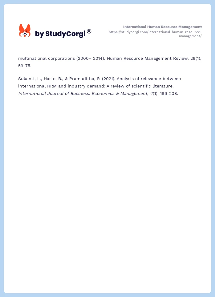International Human Resource Management. Page 2
