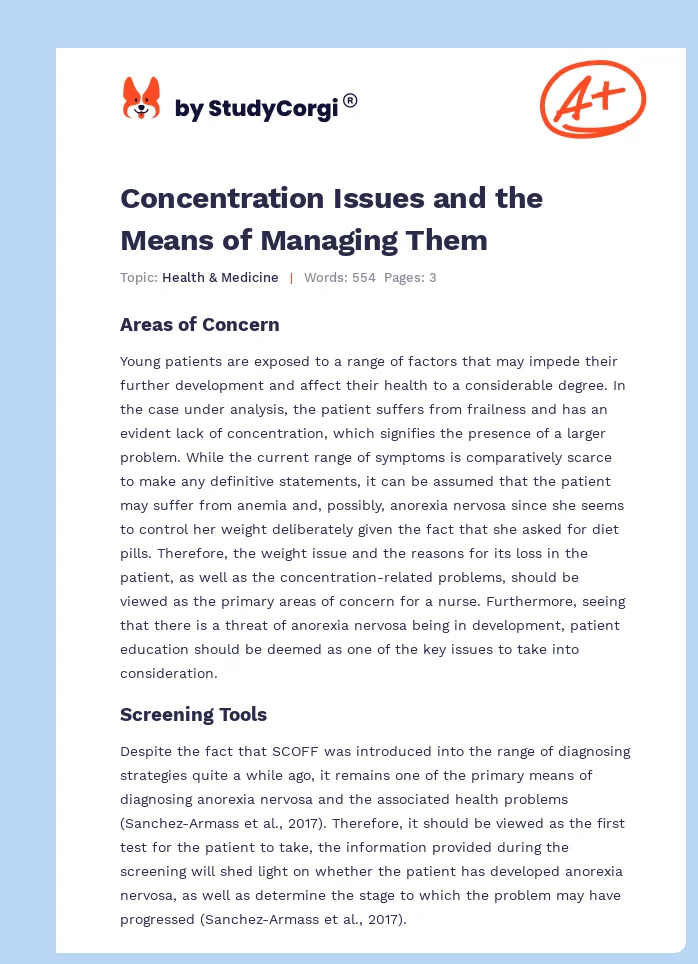 Concentration Issues and the Means of Managing Them. Page 1
