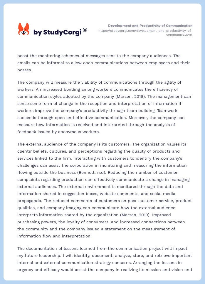 Development and Productivity of Communication. Page 2