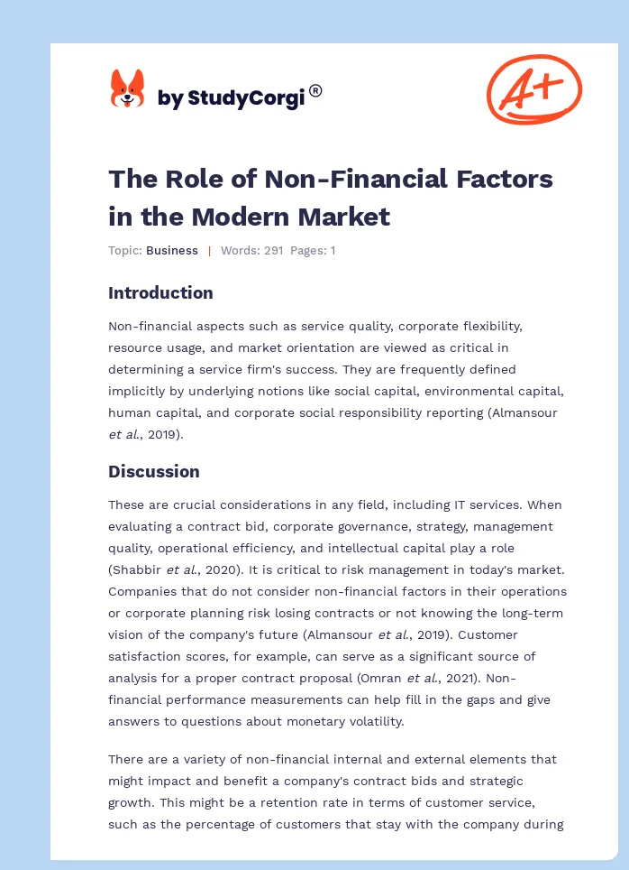 The Role of Non-Financial Factors in the Modern Market. Page 1