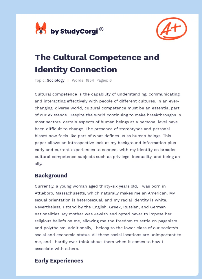 The Cultural Competence and Identity Connection. Page 1