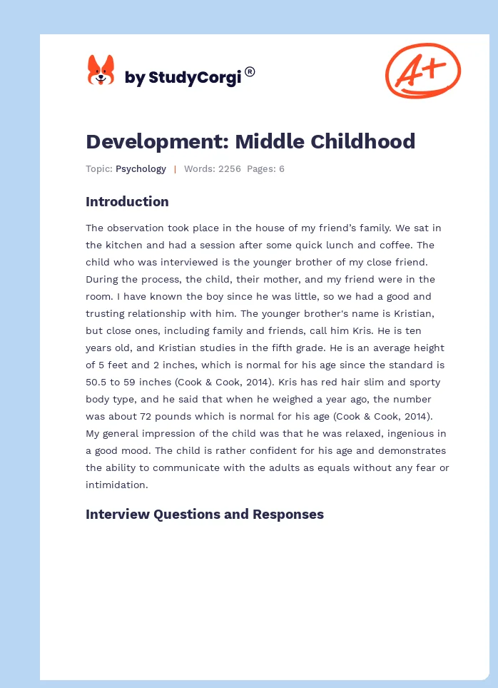 Development: Middle Childhood. Page 1