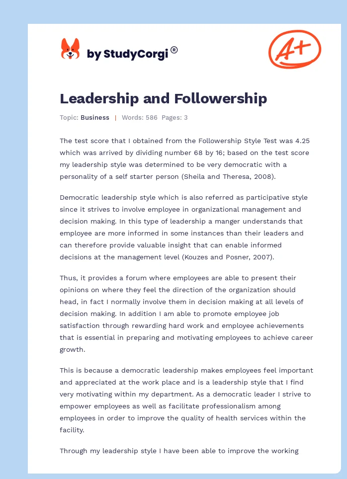 Leadership and Followership. Page 1