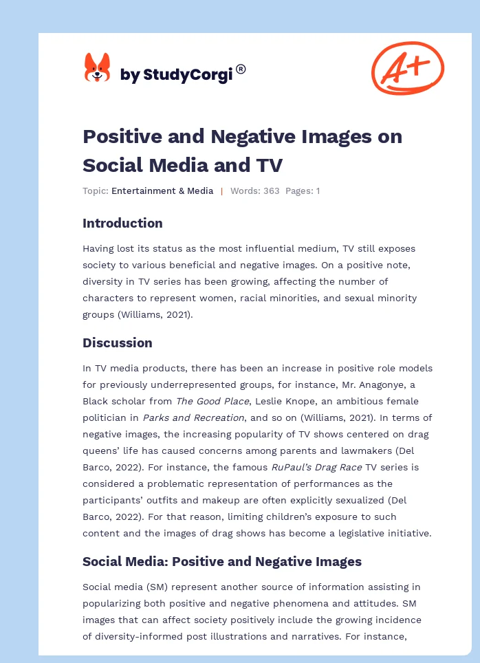 Positive and Negative Images on Social Media and TV. Page 1