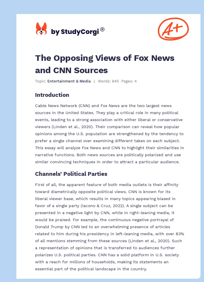 The Opposing Views of Fox News and CNN Sources. Page 1