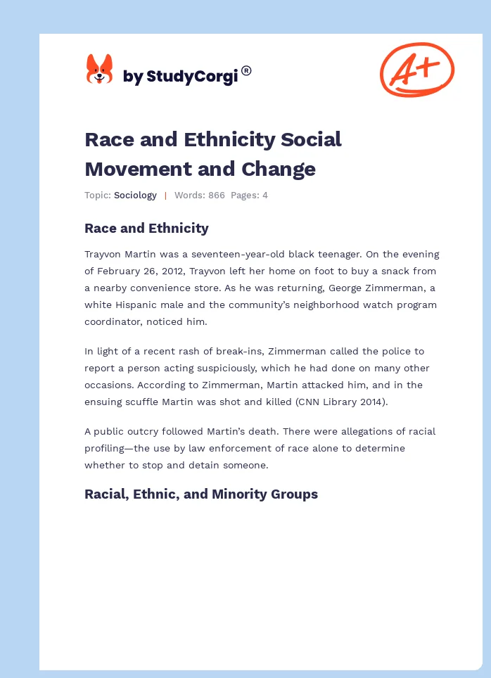Race and Ethnicity Social Movement and Change. Page 1