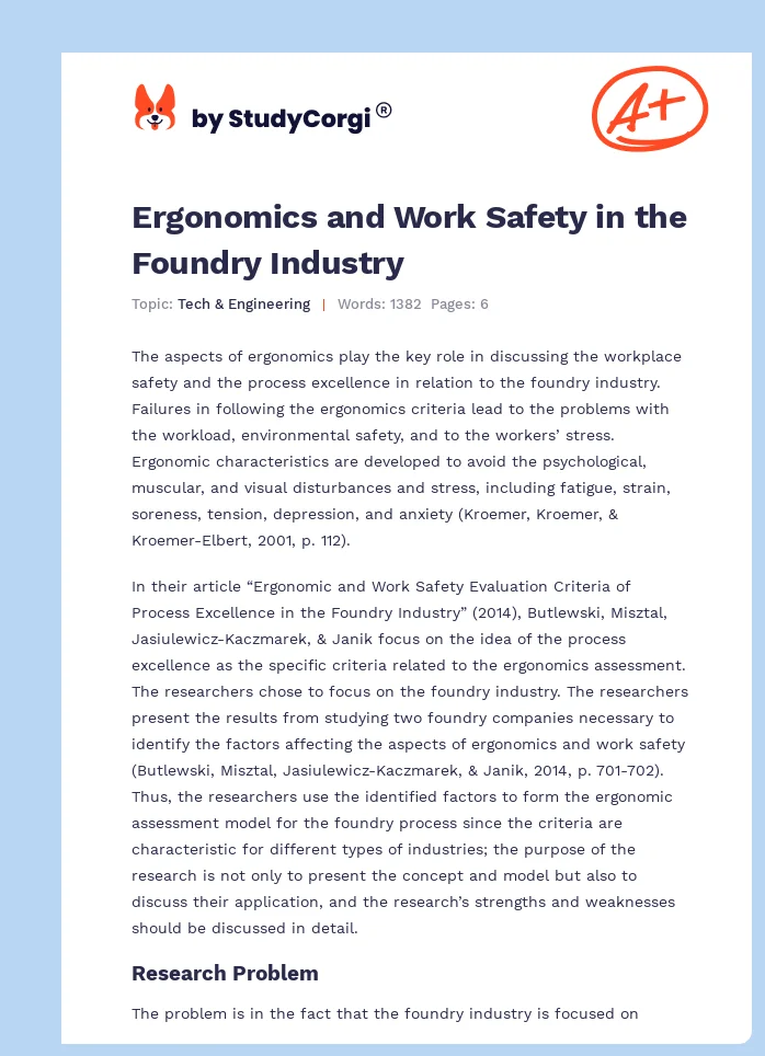 Ergonomics and Work Safety in the Foundry Industry. Page 1