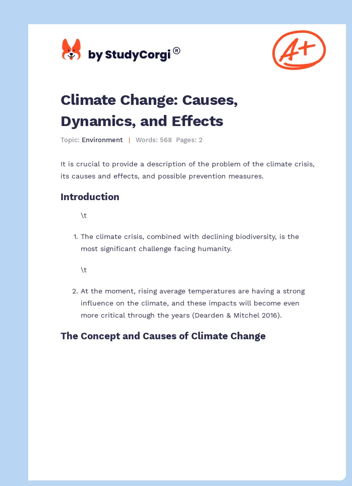 Climate Change: Causes, Dynamics, and Effects. Page 1