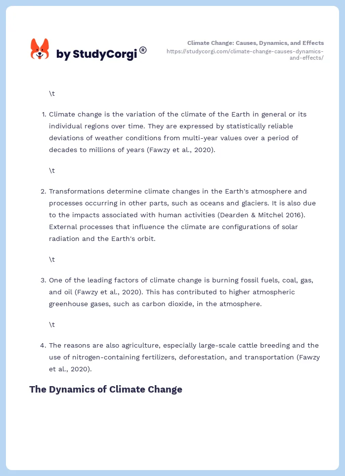 Climate Change: Causes, Dynamics, and Effects. Page 2