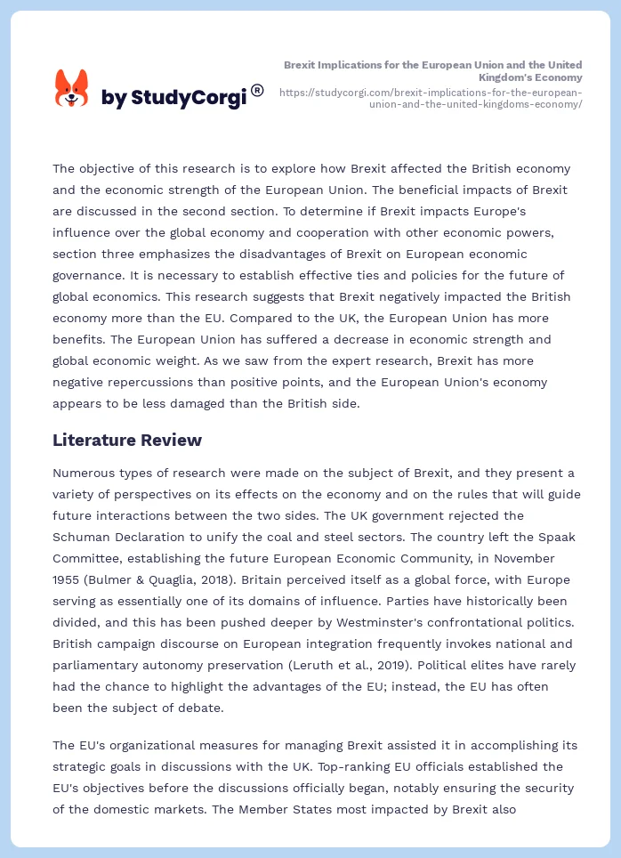 Brexit Implications for the European Union and the United Kingdom's Economy. Page 2
