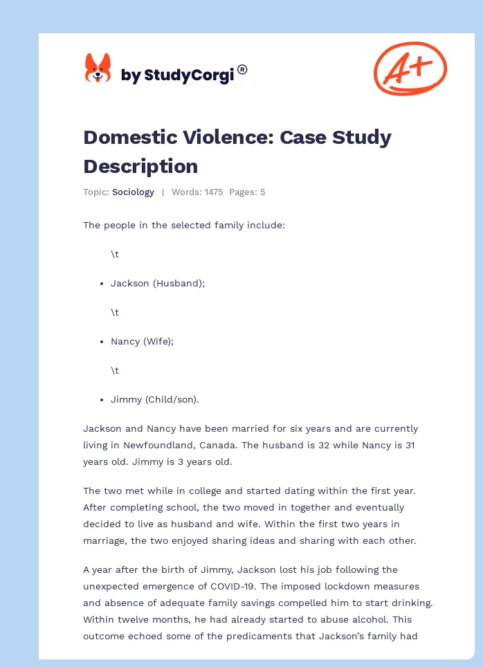 Domestic Violence: Case Study Description. Page 1