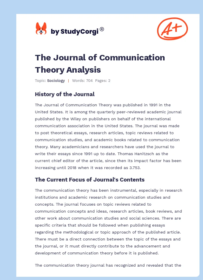 The Journal of Communication Theory Analysis. Page 1